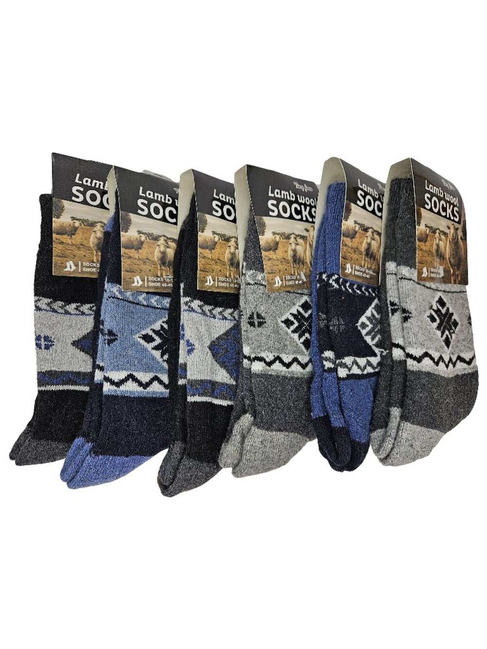 Men Lamb Wool Socks Warm Winter Thermal Hiking Crew Mens Socks, 6-Pack NEW